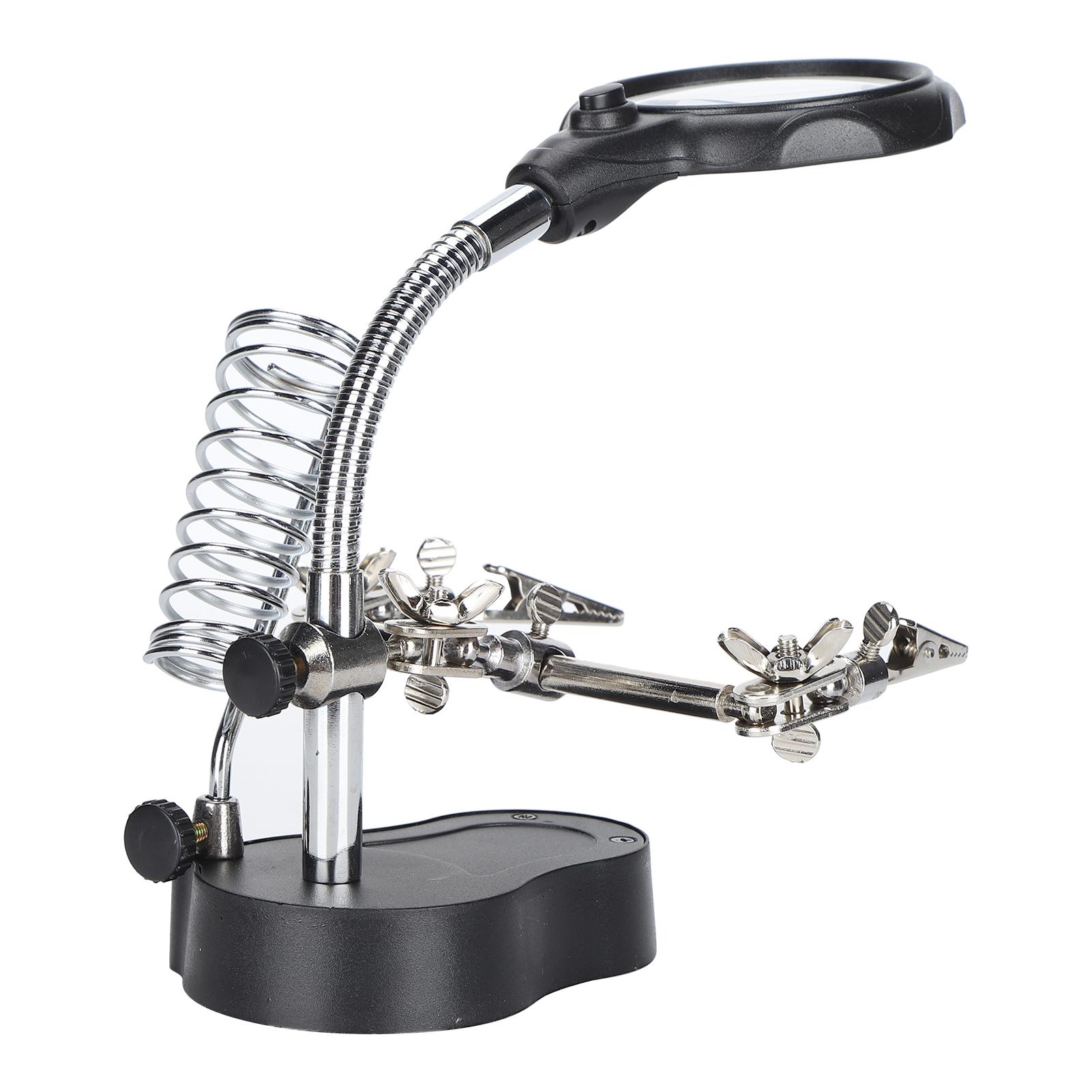 

Magnifying Glass with Stand Magnifier Lamp LED Auxiliary Clamp Clip Soldering Station