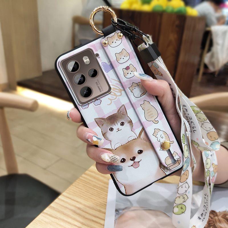 Anti-knock Wristband Phone Case For HTC U23 Pro/U23 Back Cover Anti-dust Phone Holder Cartoon Wrist Strap Dirt-resistant