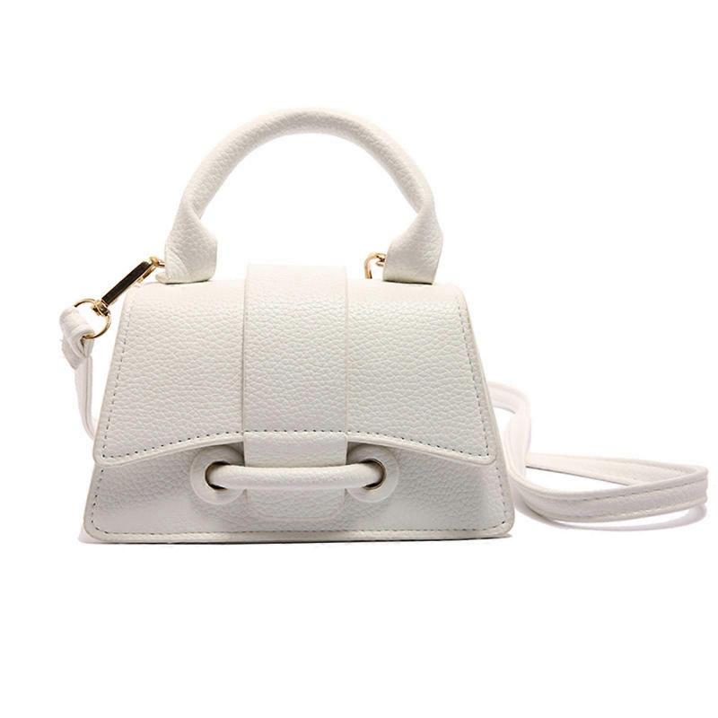 Korean Styles Crossbody Bag for Women Fashionable Daily Handbag with Top Handle Solid Color Shoulder Bag Work Bag White