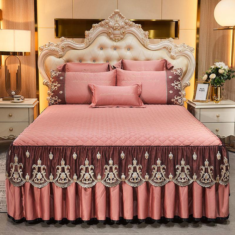 Kesha European Bedspread Cover Single-piece Bed Skirt Three-piece Set Padded Thickened Simmons Protective Cover 1.5m 1.8m Dream Field