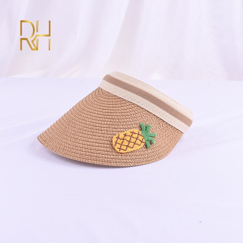 Lovely Fruit Summer Empty Top Wide Brim Straw Visor Cap For Baby Props Kids Child Adjustable Cute Sun Hat For Boys Girls RH