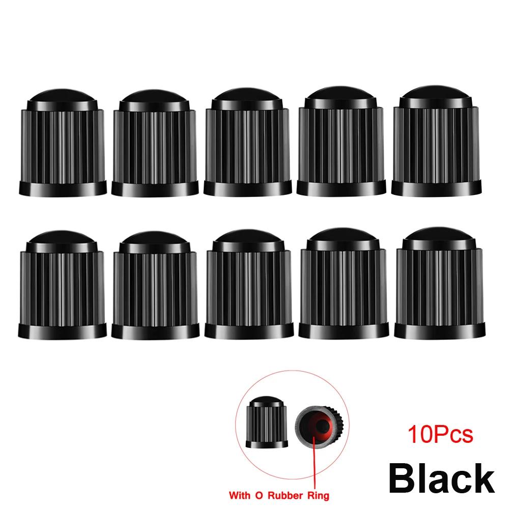 10-100Pcs Tire Valve Caps, Plastic Car Tire Stem Dust Covers Universal Valve Caps For Cars, Bicycle, Trucks, Motorcycles Black-10Pcs