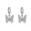European & American Elegant Rhinestone Butterfly Dangle Earrings