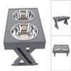Elevated Dog Bowls Prevent Slip 3 Heights Adjustable Raised Dog Bowl with 2 Stainless Steel Dog