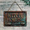 Vintage "Witch House" Tin Sign - Rustic Metal Halloween Decor