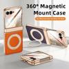 Galvanisierte Leder-Funda für Motorola Razr 60 Ultra 70 Ultra Scharnier-Case Drehbarer Magnetischer Ring Ständer Abdeckung mit Kleiner Bildschirmfolie