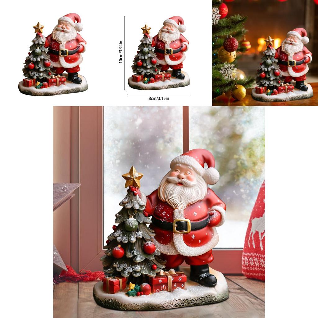 Halloween Harzfigur Weihnachtsmann und Weihnachtsbaum Hausdekoration Geschenk für Feiertagsfestivitäten