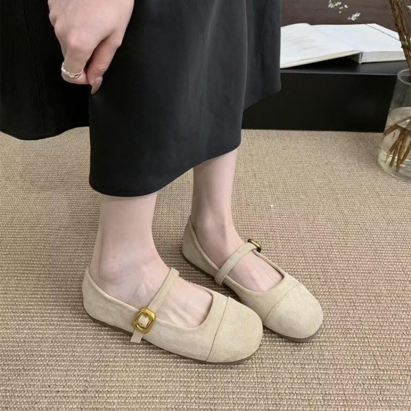 Fashion Vintage Women Shoe Spring New Round Flat Shoes Fashion Mary Jane Shoe Anti Slip Women Bean Shoes Soft Soled Women's Casual Shoe