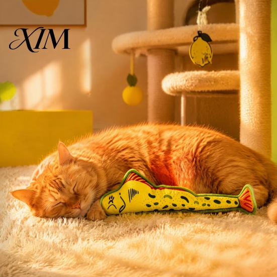 Interactive Cat Kicker Toys Fish Toy, Natural Catnip And Crinkle Paper Soothing for Nervous Cats Filled Durable Plush Toy Anxiety Relief