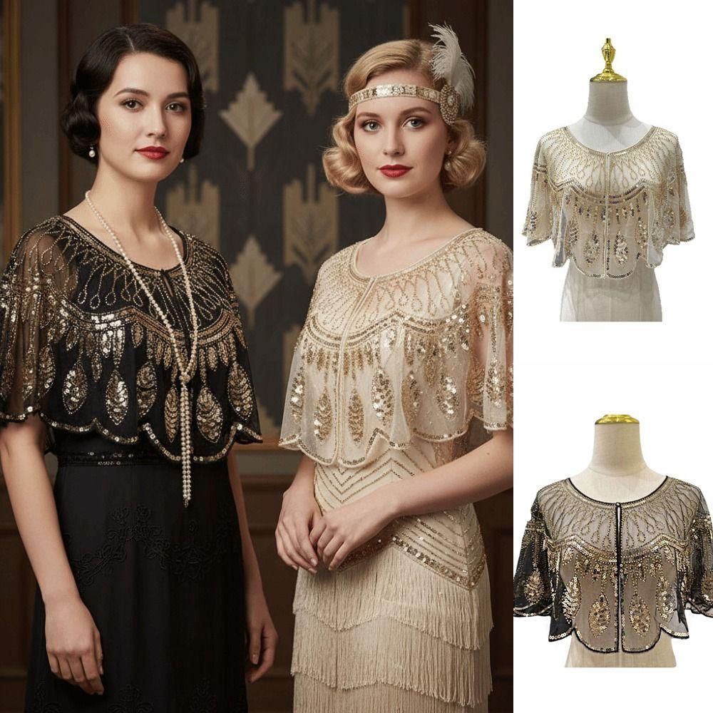 Vintage Style Sequins Tassel Shawls Retro Flapper Shawl Garment Accessories