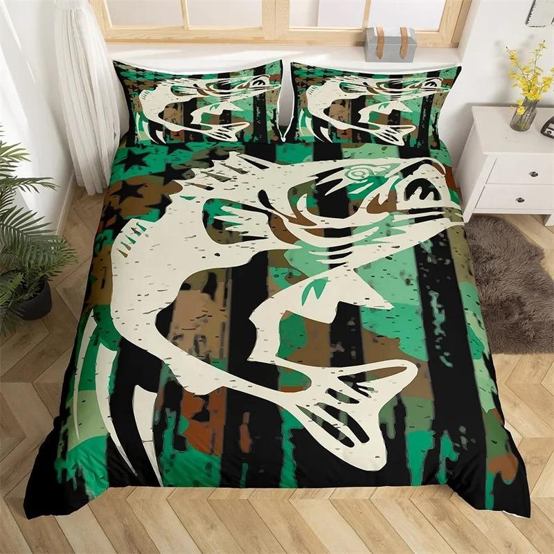 3D Print Marlin Swordfish Duvet Cover Kawaii Marine Life Bedding Set Ocean Theme Big Pike Fish Single Twin King Quilt Cover Set