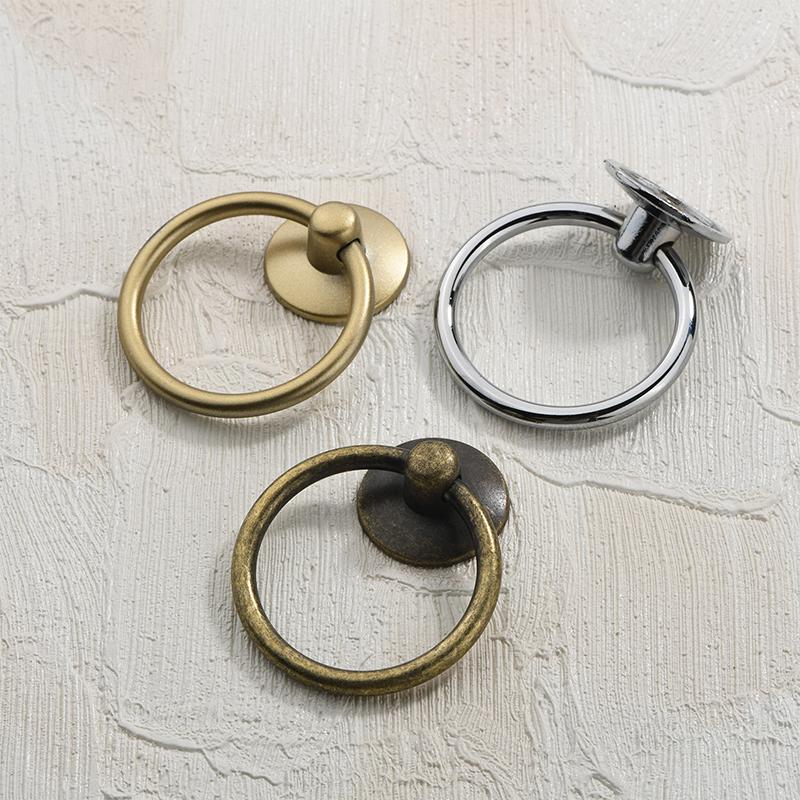 2Pc Vintage Rund Ring Møbel Dør Trekk Håndtak Legering Skap Knotter Håndtak