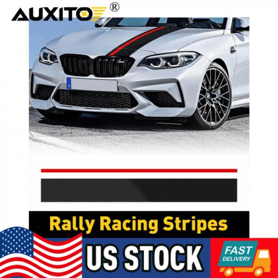 7-Inch Gloss Width Black 5D Carbon Fiber w/Red Rally Stripe Vinyl Graphics Decal