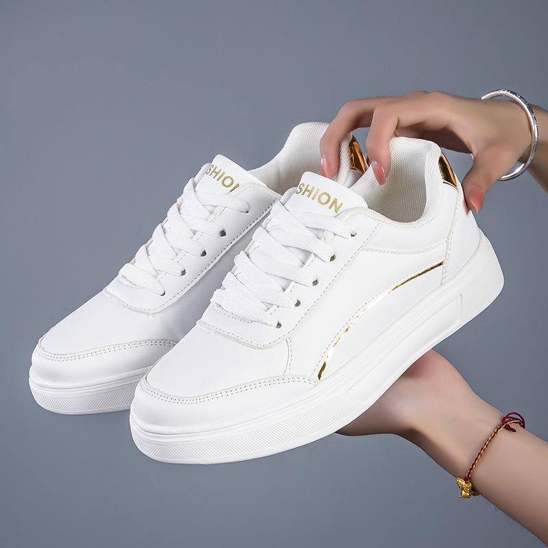 Leather Hot Sell Women Shoes Ladies Casual Skateboard Sneakers For Women Tennis Walking Trend Casual Shoe Italian White