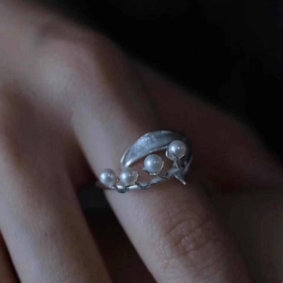 

Винтажное кольцо с жемчугом и ландышем: Женский дизайн «Цветок с бриллиантами»