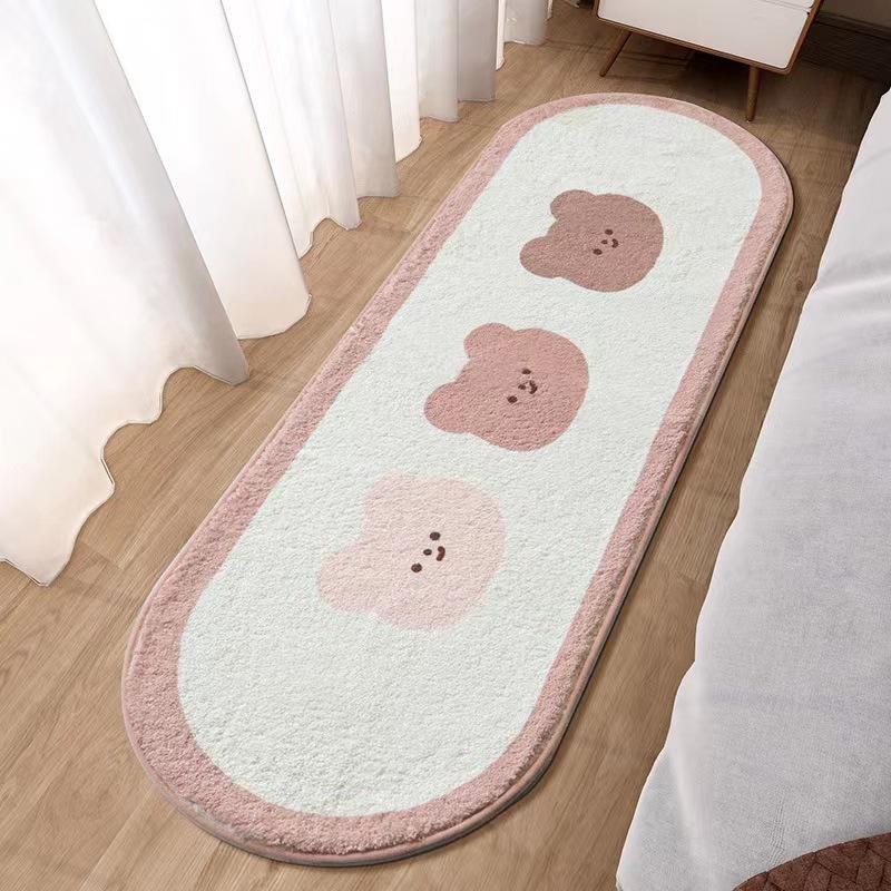 Cartoon Bedroom Carpet Long Strip Plush Floor Mat Living Room Sofa Coffee Table Non-slip Foot Mat