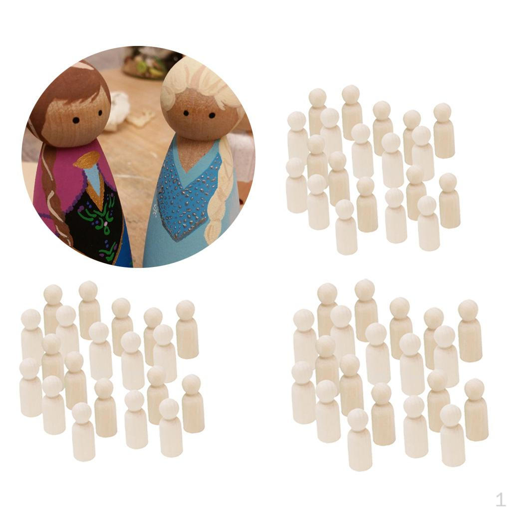 

60 штук Мужские неокрашенные деревянные куклы-прищепки Натуральные деревянные DIY поделки Куклы для детей Декор