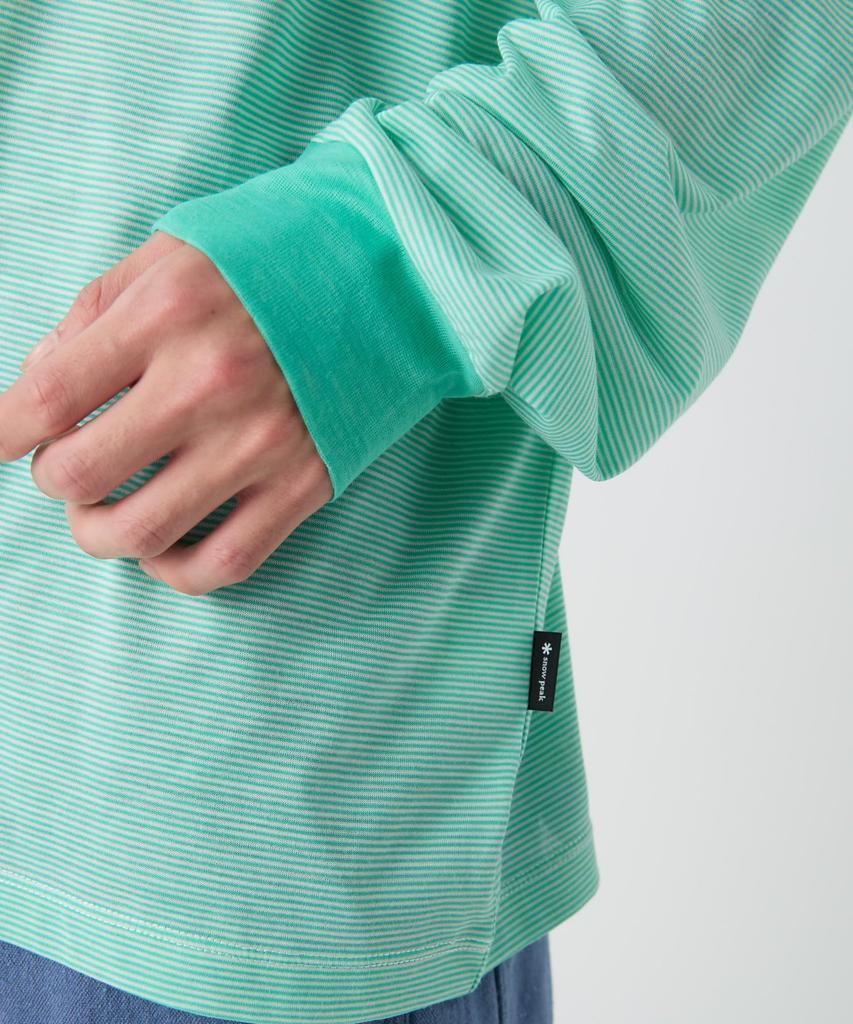 Summer Wool Stripe Long Sleeve for Men and Light Size M [Snow Peak] T-Shirt CS-26SU006 Long-sleeved T-shirt Women, Green,