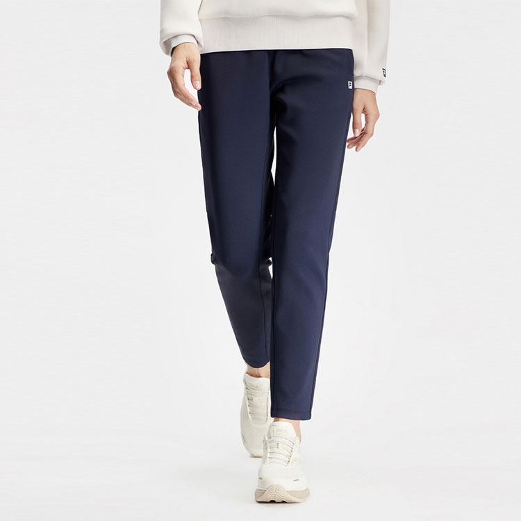 Fila Fitness Einfarbig Mittelhoch Kordelzug Gerades Bein Freizeit Hose Damen Unterteile Tiefblau A11W411605F-NV