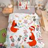 Fox Print Patchwork Duvet Cover for Kids Teens Boys Girls, Funny Lovely Animals Bedding Set, Fox Comforter Cover Decorative Room