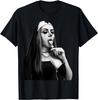 Goth Nun  Cross Graphic Tee Black Aesthetic Retro Short Sleeve T-Shirt Casual Cotton Top