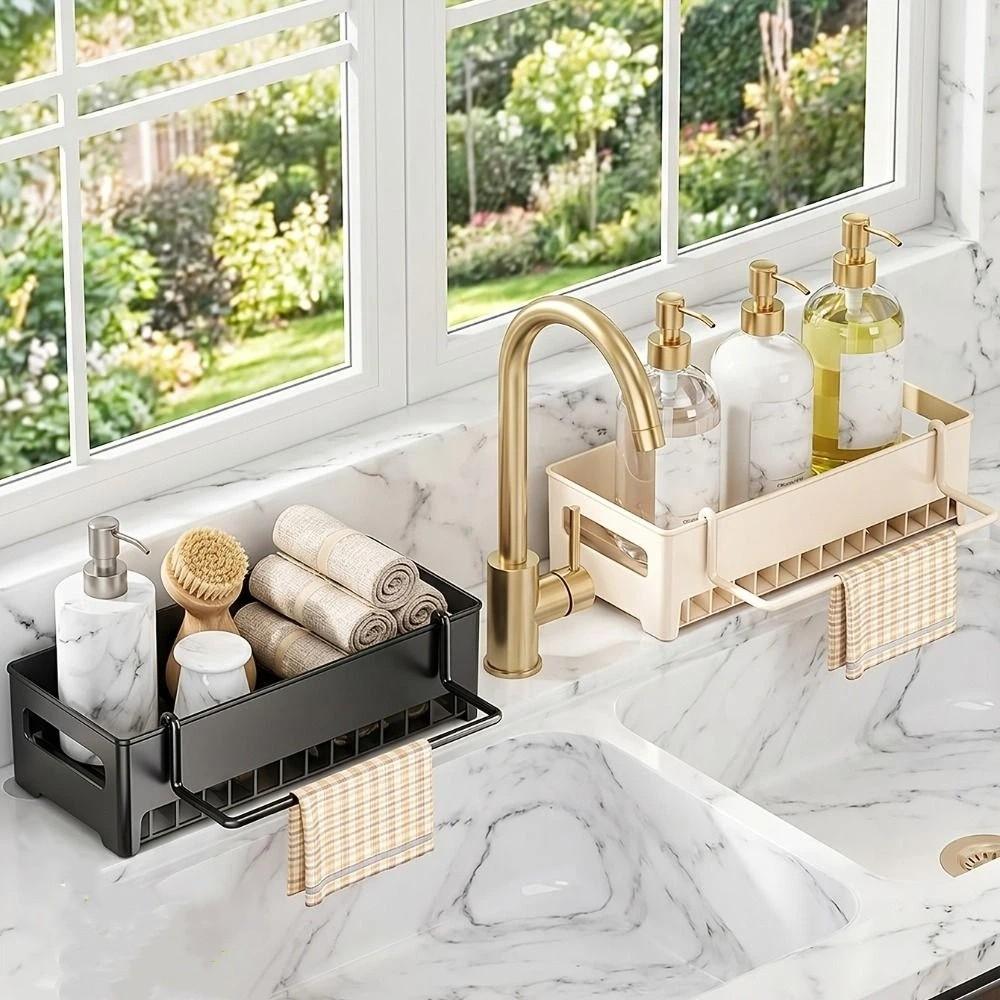 Storage Tray Drain Rack Multi Functional Kitchen Sink Organizer Tray for Kitchen Kitchen
