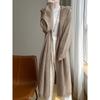 Women's Hooded Over-the-Knee Wool Knitted Cardigan - Thick, Loose, Buttonless Outerwear for Autumn/Winter