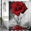 Rose Splash Shower Curtain, Bathroom Decorative Shower Curtain, Waterproof Shower Curtain with Hooks