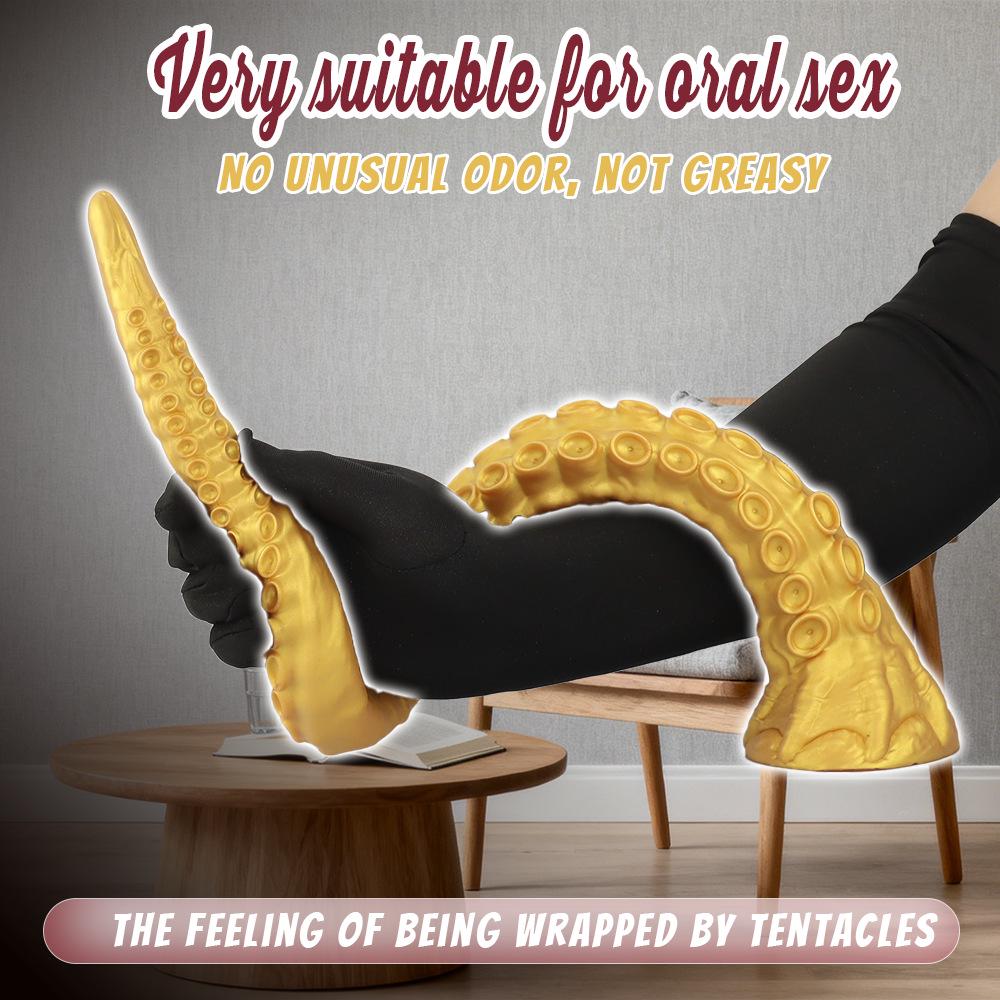 Golden Octopus Tentacle Anal Plug & Whip - Soft Dilator & Female Masturbator Toy