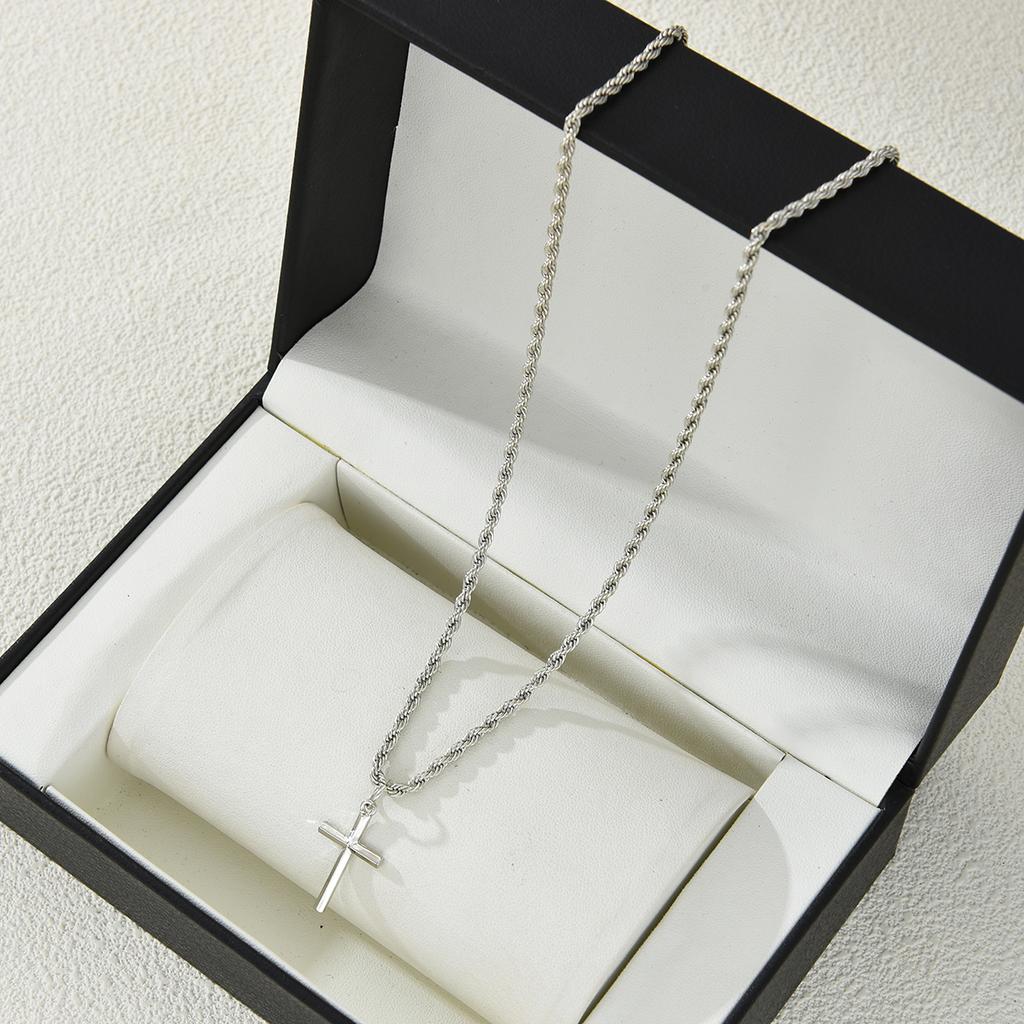 Fashion Cross Pendant Necklace For Women Men Simple Gold Silver Black Color Twisted Chain Unisex Necklaces Punk Hip Hop Jewelry