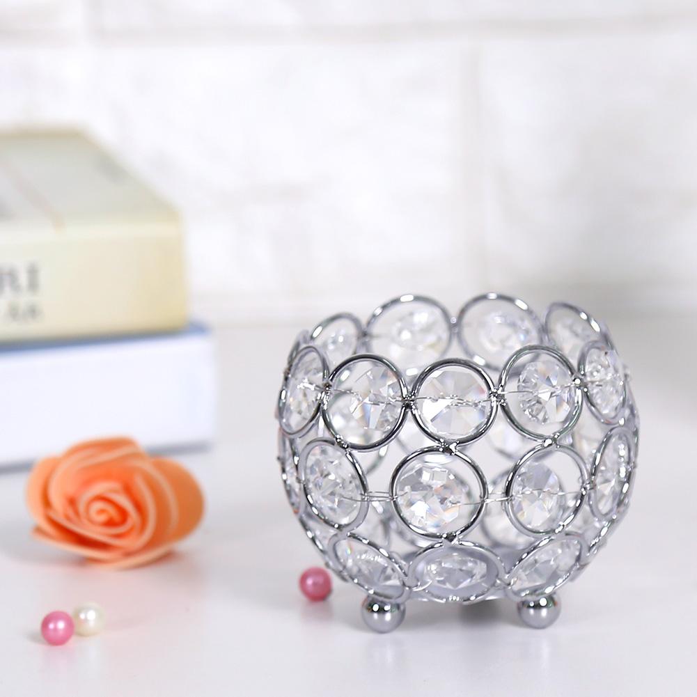 ZK40 Crystal Tea Light Candle Holders Wedding Decor Table Centerpieces