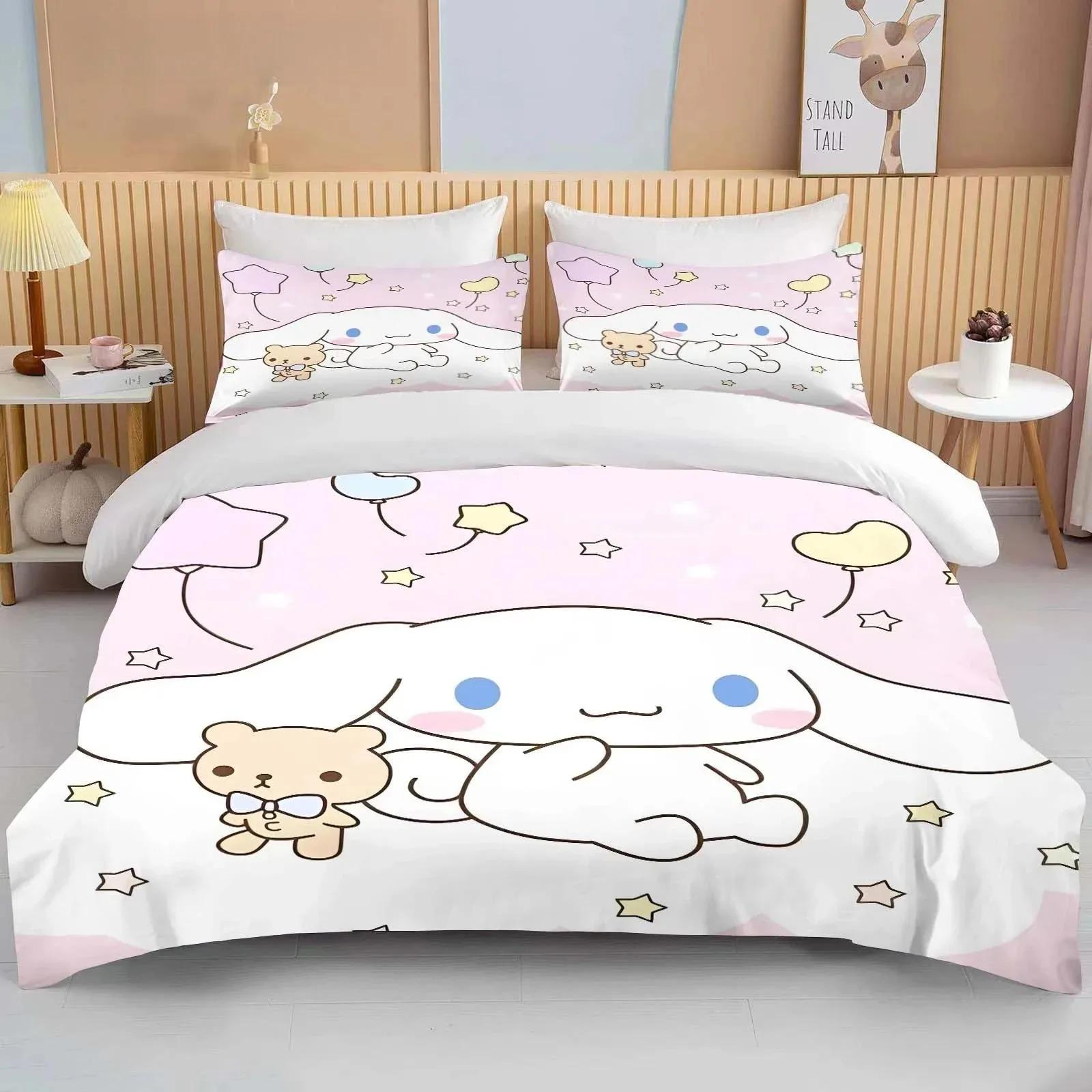

Каваї Sanrio Cinnamoroll Принтований Постільний Комплект Підковдра 1 Підковдра 2 Наволочки Постільний Комплект для Дорослих та Дітей Розкішний Подарунок 140x210cm