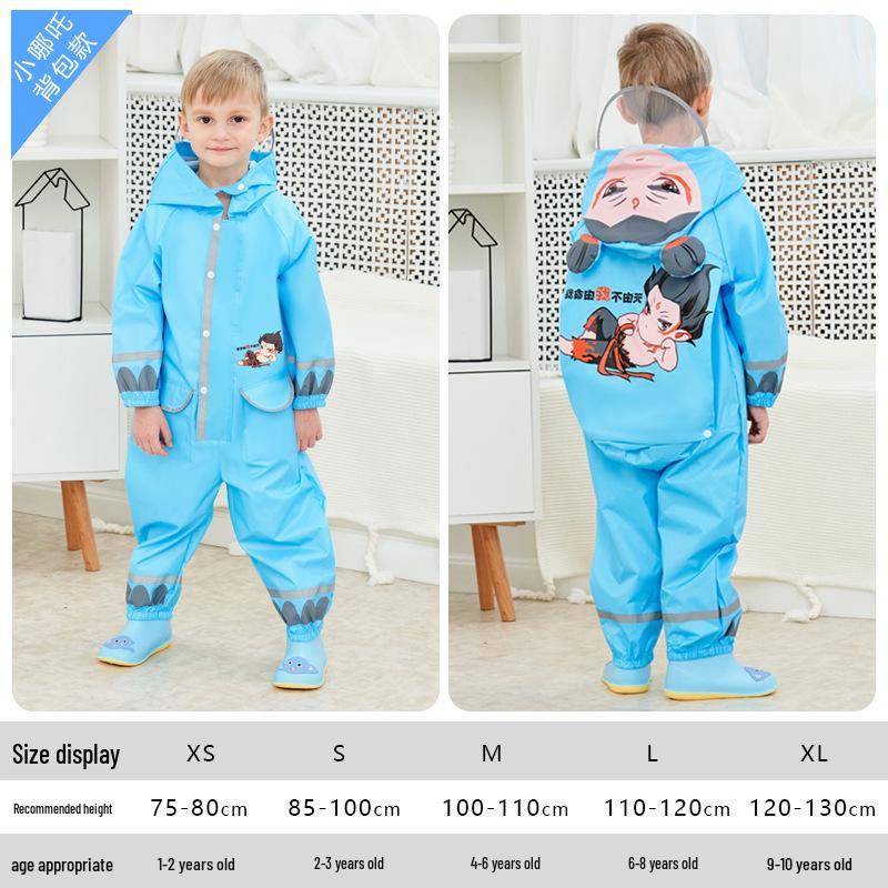 Children s Yellow Duck Waterproof Raincoat with Foot Covers and Backpack S