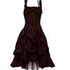 Women's Plus Size Gothic Corset Dress Vintage Lace Up Ruffle Layered Halloween Cosplay Prom Evening Party Formal Dress