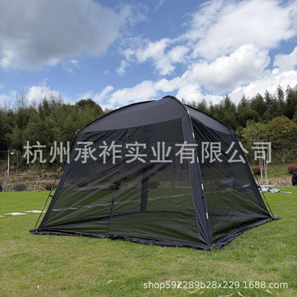 8-Person Summer Cooling Gazebo with Mosquito Net - 9m² Silver Mesh Sun Protection Tent