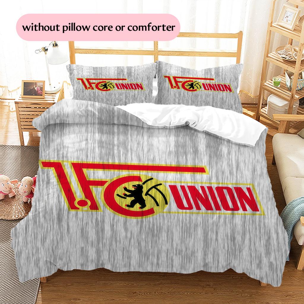 1. FC Union Berlin Muster Bettwäsche Bettdecken-Set Heimdekoration Geschenk (1 Bettbezug + 2 Kissenbezüge (ohne Füllung)).xwn