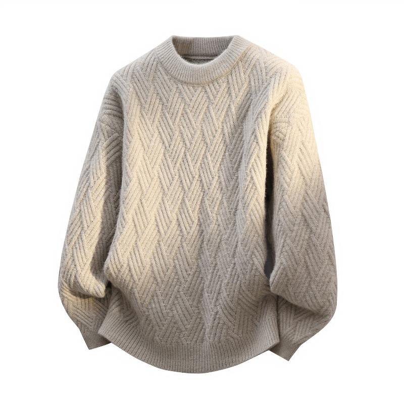 A Casual crew neck twist knitted sweater men s 2 new autumn and winter fashion trend sweater M