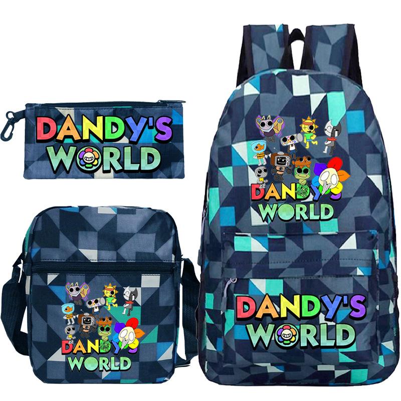 Neue Dandy-Welt Peripherie Druck Schultasche Student Lässige Federtasche Umhängetasche Dreiteiliges Set