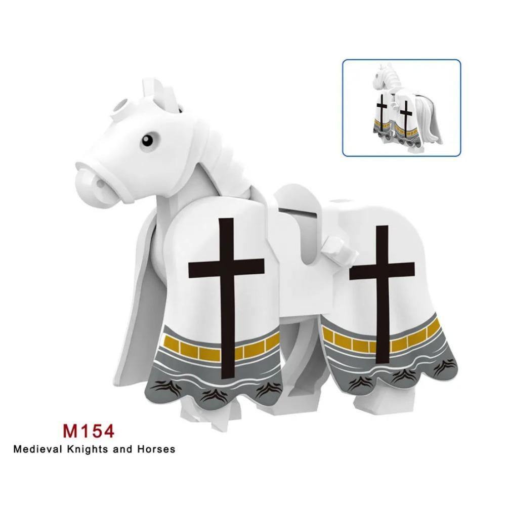 Militära Medeltida Byggklossar Soldatfigurer Riddare Utrustning Djurtillbehör Fäste Rüstning Krigshäst Miniklossar MOC
