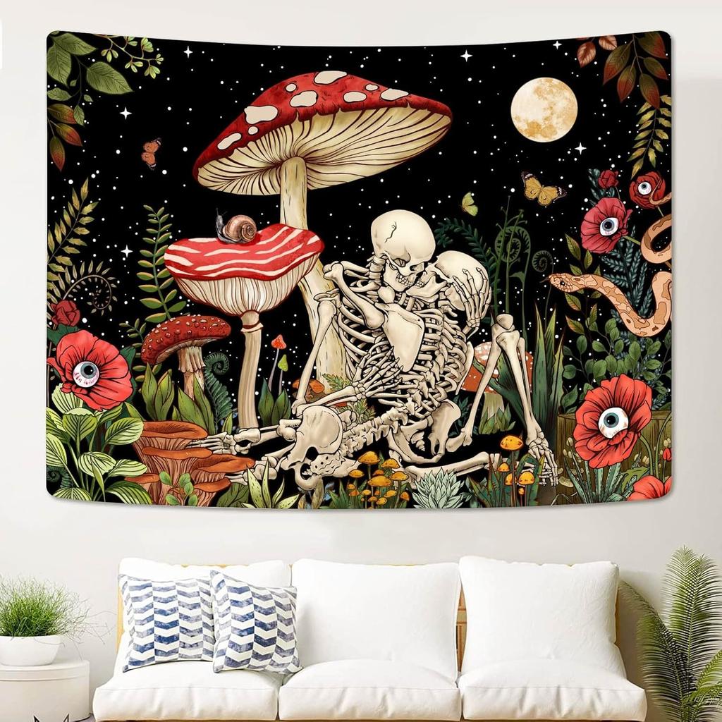 Sun and Moon Tapestry Used for Bedroom Hippies Bohemian Flower Plant Wall Tapestry Aesthetic Retro Galaxy Star Spirit Large Tape