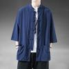Men's Summer Linen Tang Suit Short Sleeve - Retro Chinese Hanfu Shirt Cotton Loose Fit Plus Size Half Sleeve Tea Clothing