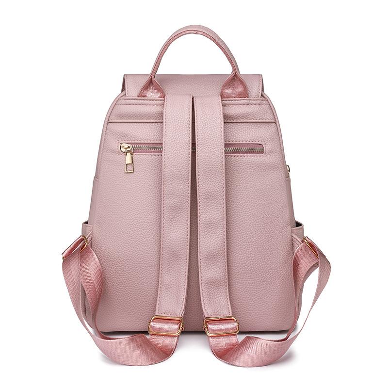Women's Soft Leather Backpack Solid Color Travel Backpack