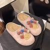 Autumn and winter fluffy shoes women's shoes women's one-word drag cute bear cartoon platform outdoor velvet thermal casual flat slippers