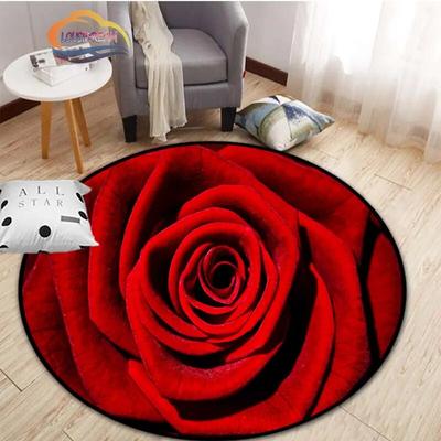 Ružový kvetinový koberec Krásne ruže Okrúhly Podložka pod oblasť počítačovej stoličky Dekoratívna podlahová rohožka do dievčenskej izby Valentínsky darček