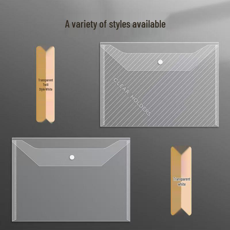 Waterproof A4 Document Bag: Twill Transparent Snap Button Folder for Office Files and Test Papers