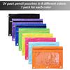Boao 24 Pcs Pencil Pouch for 3 Rings Binder Pencil Bags Bulk with Zipper Colorful Case Stationery Bag with Clear Window for Office Supplies