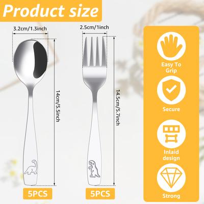 10/20Pcs Toddler Silverware Set Stainless Steel Kids Utensil Set Including Spoon and Fork Children Silverware for Party Holiday