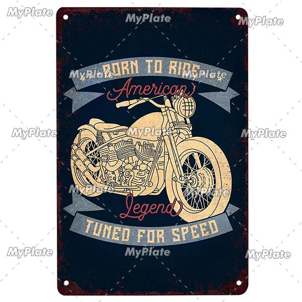 Motorrad Metall Zeichen Vintage Plaque Zinn Zeichen Wand Dekor Für Garage Club Platte Handwerk Fahrt Biker Poster Hot Rod