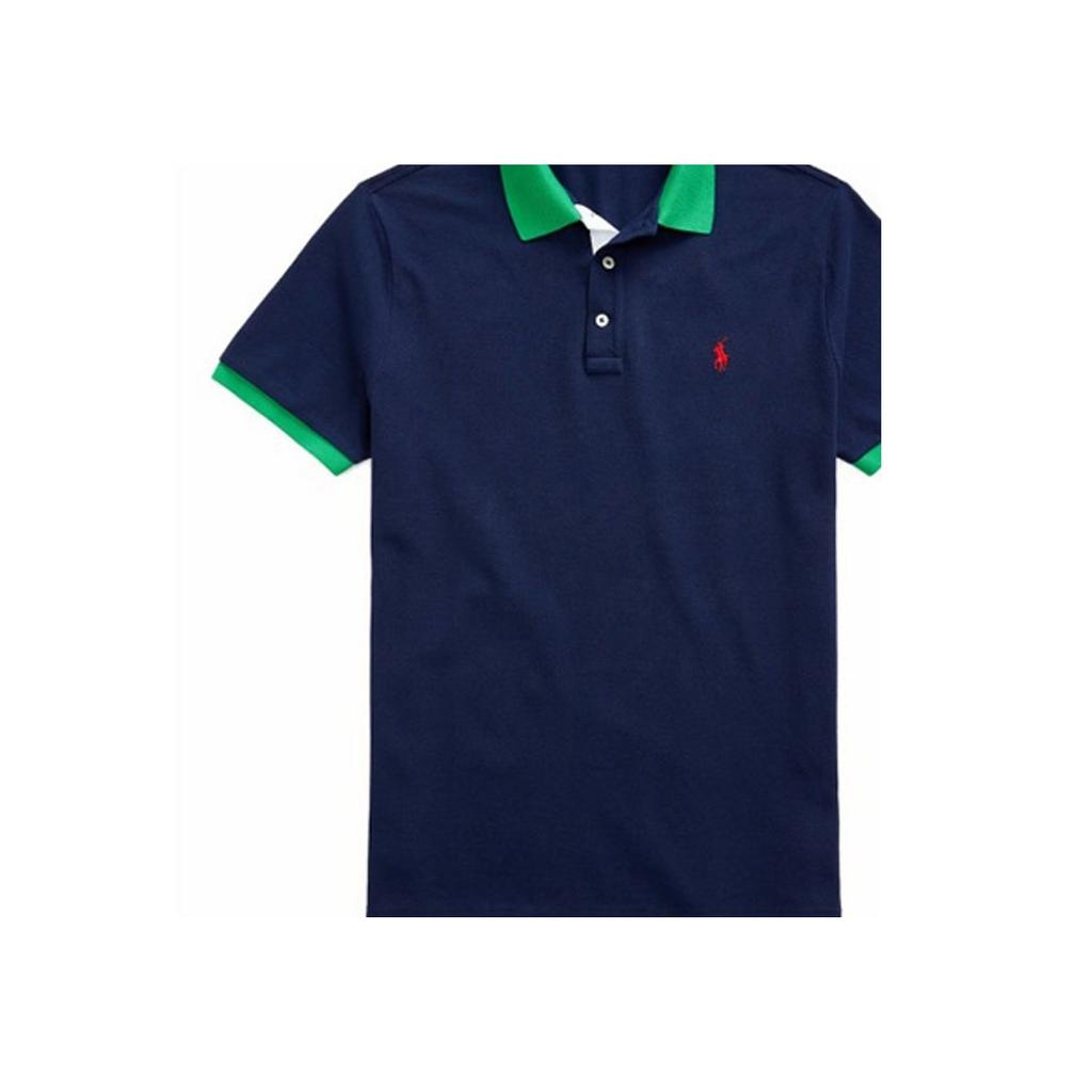 Polo Ralph Lauren Color Block Logo Bestickt Baumwolle Kurzarm Poloshirt Herren Oberteile Blau 710823421-001