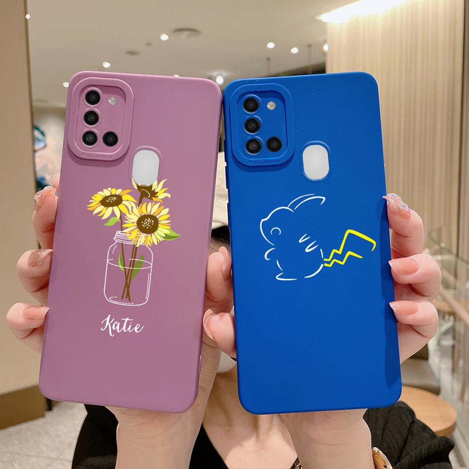 For Samsung Galaxy A21s Case Purple Lavender Flower Camera Protector Soft Phone Cover For Samsung A21s 6.5" SM-A217F A 21 s Case